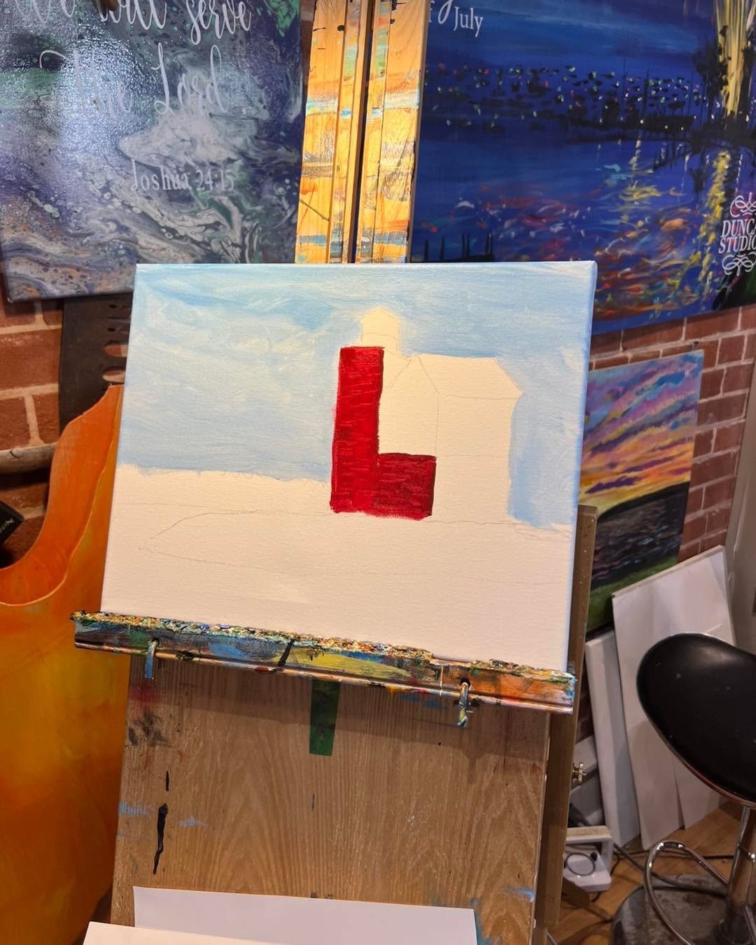 L is for&hellip;&hellip;..
Here&rsquo;s how you can be the owner of this painting! 
All correct answers for what L is for and specifically what this painting is of will be entered to get this when it&rsquo;s finished! It&rsquo;s a lesson with some st