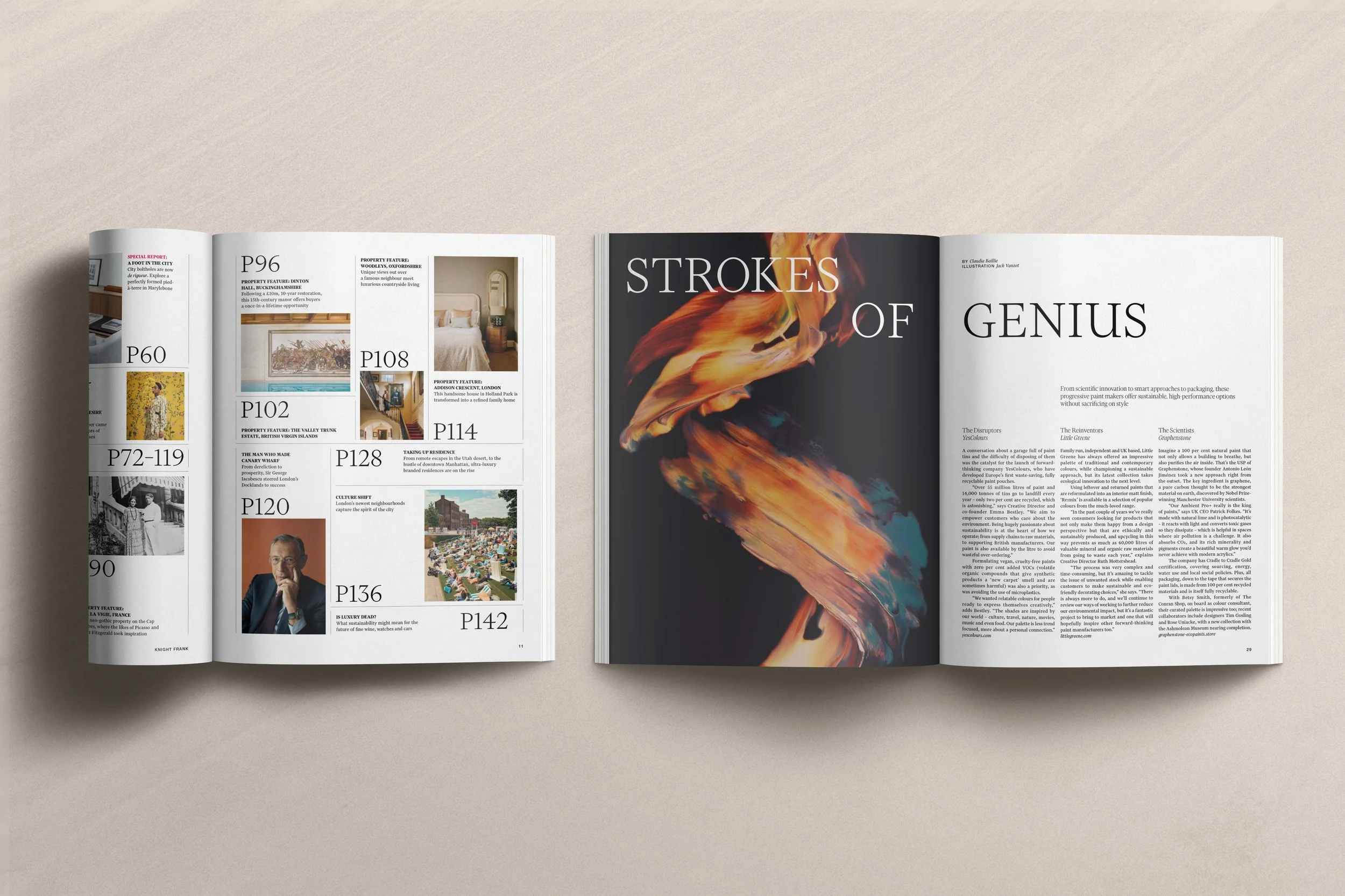 Magazine layout for The View by Knight Frank