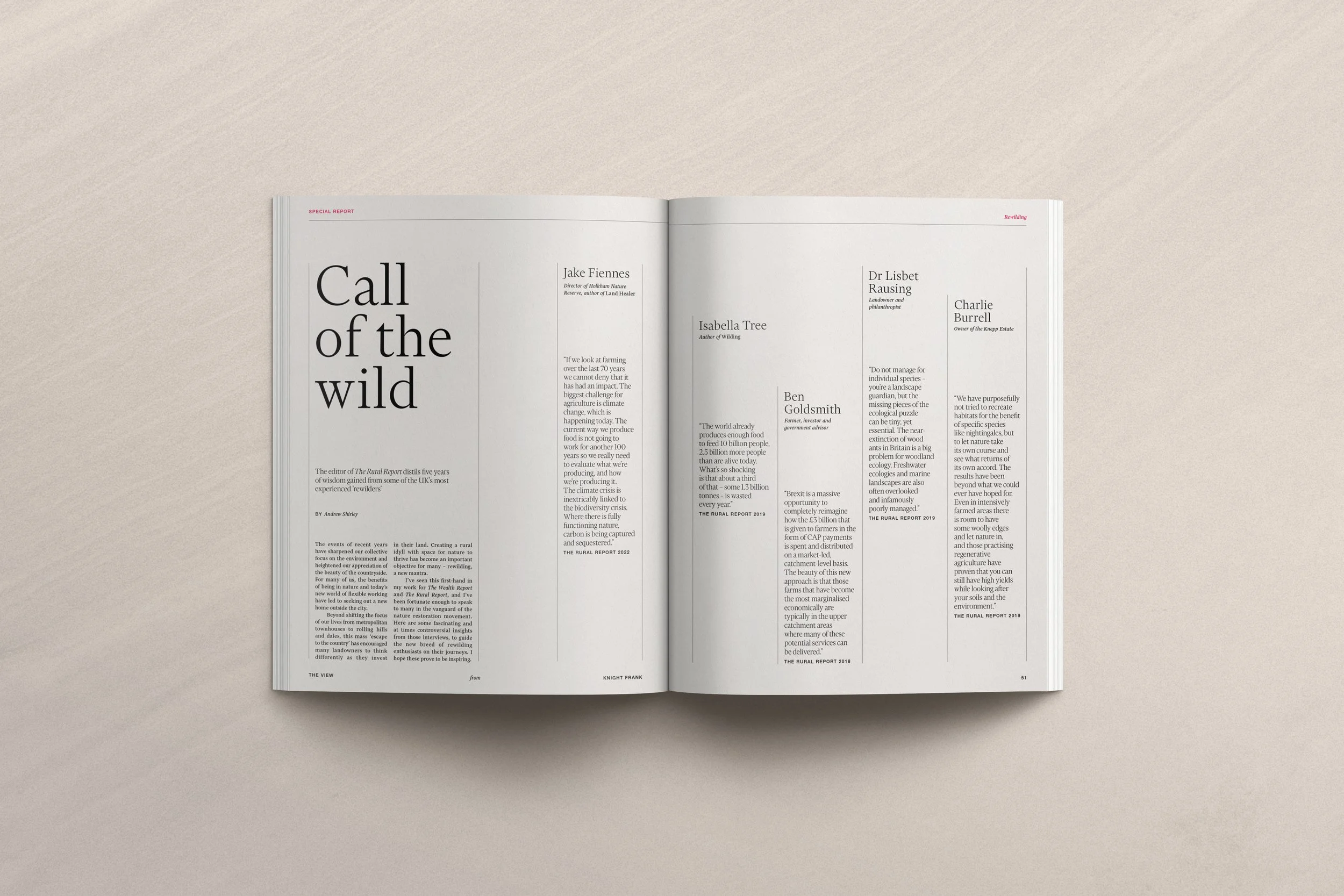 Magazine layout for The View by Knight Frank