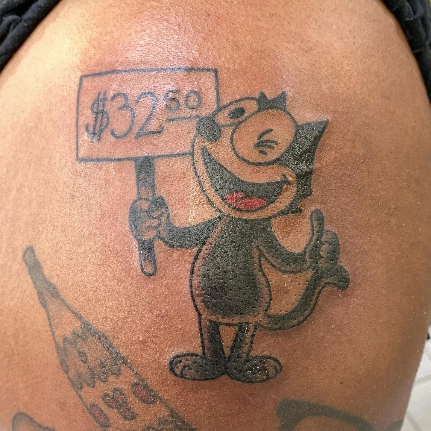@tamra_lynn8 always getting fun tattoos!  Thank you! By @turnermade #rattlesnaketattoo #wichita #felixthecat
