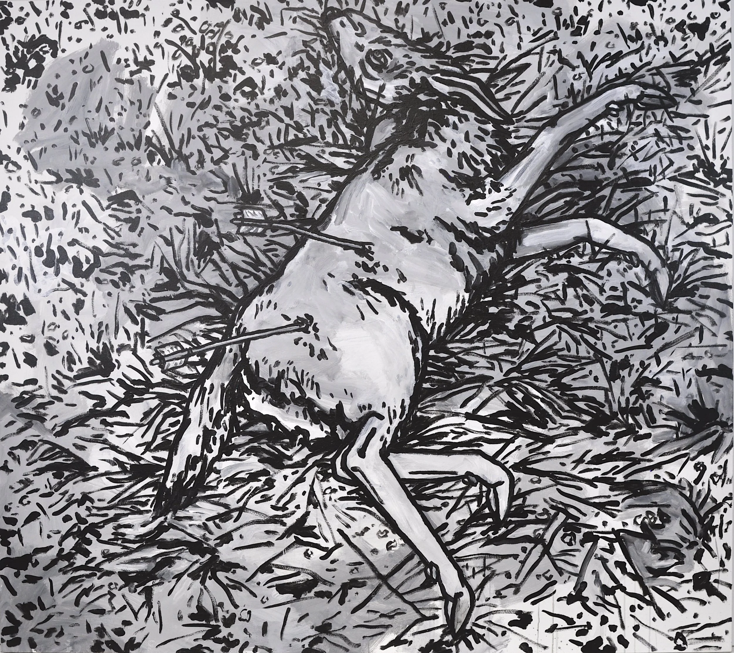 "First Hunt”, Acrylic on Canvas, 2024, 68” x 76"