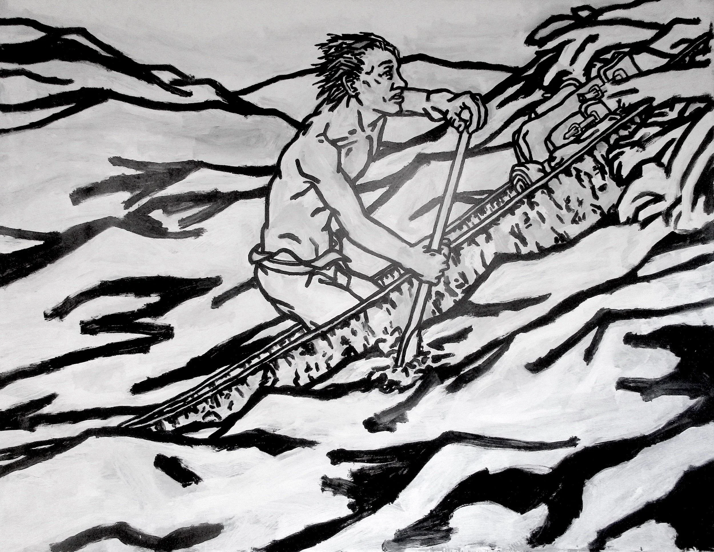 “Rough Water”, Acrylic on Canvas, 2024, 90” x 117"