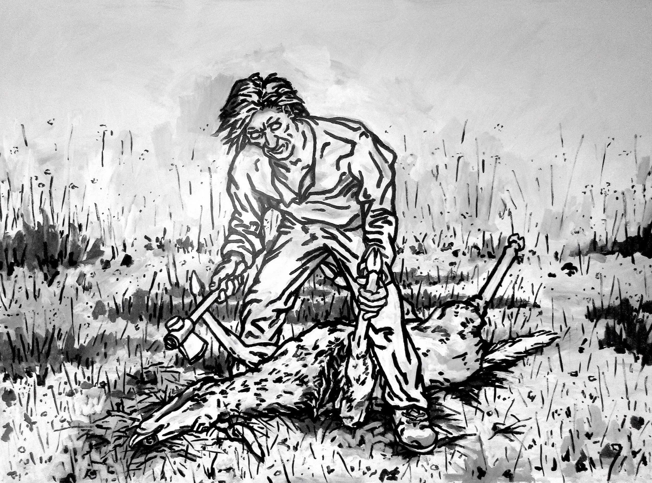 “Dressing Out”, Acrylic on Canvas, 2024 - 2025, 90” x 118"