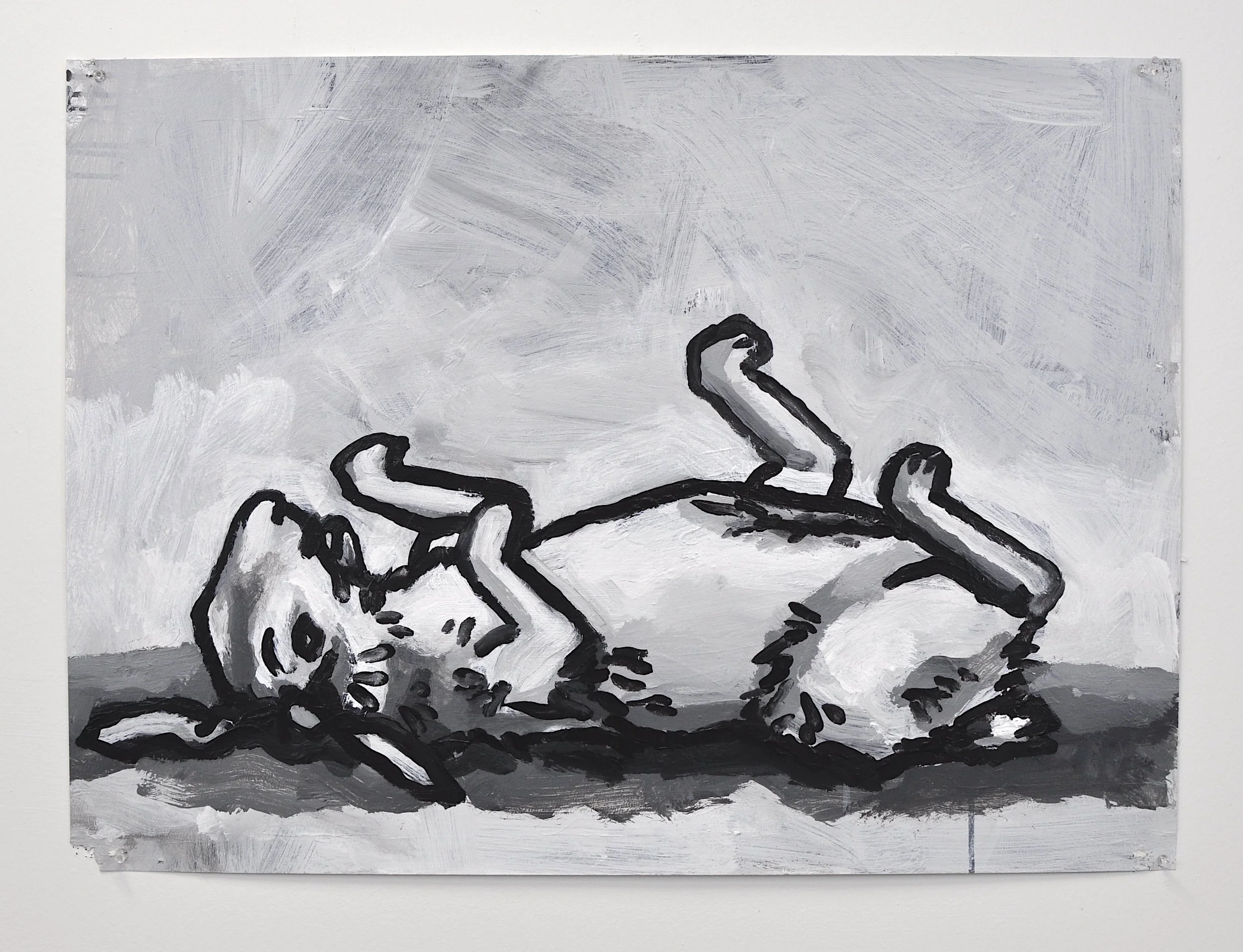 “Food”, Acrylic on paper, 2025, 22” x 30"