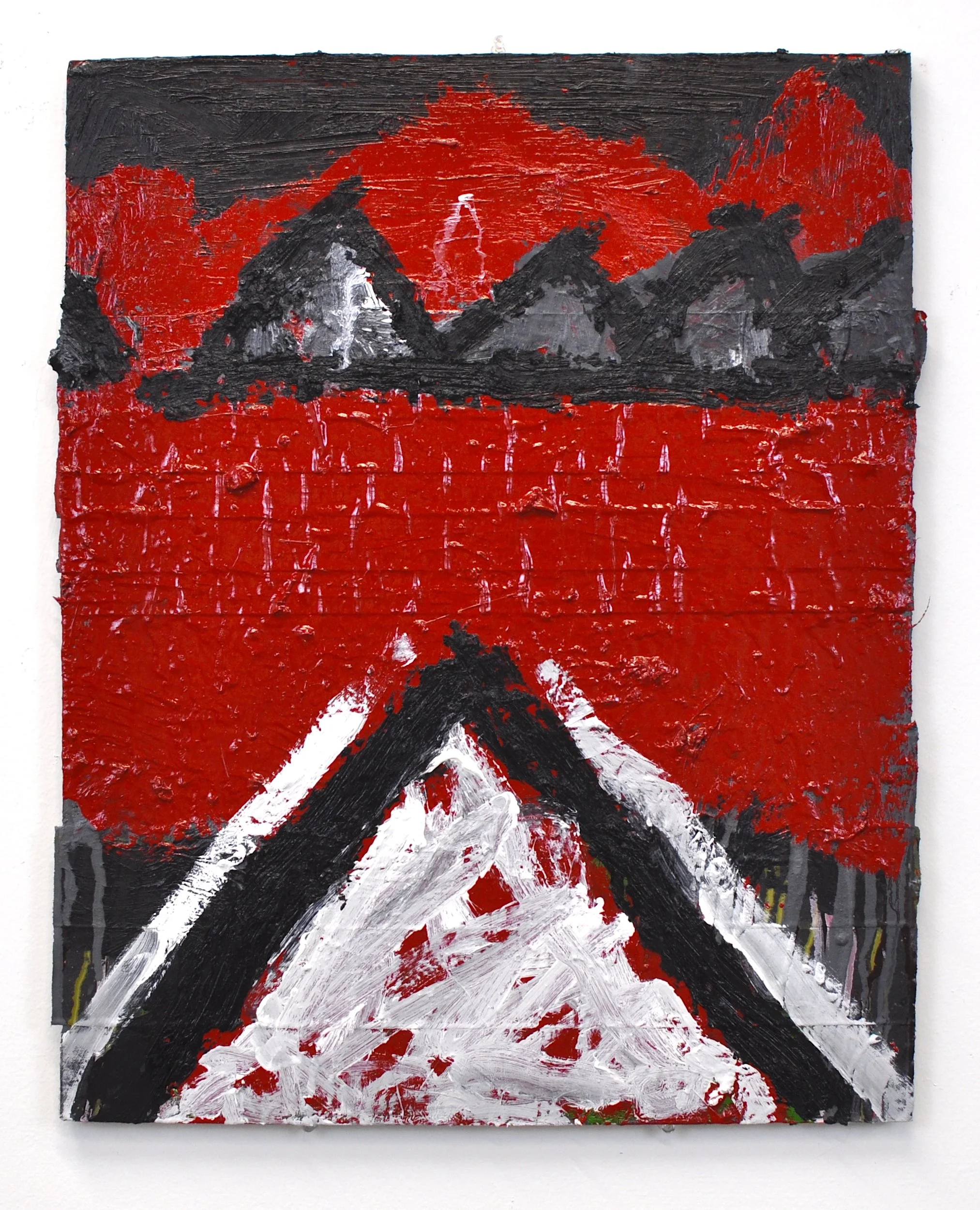 "Untitled Political Painting”, Mixed Media on Three Ply Cardboard, 2025, 20” x 16"