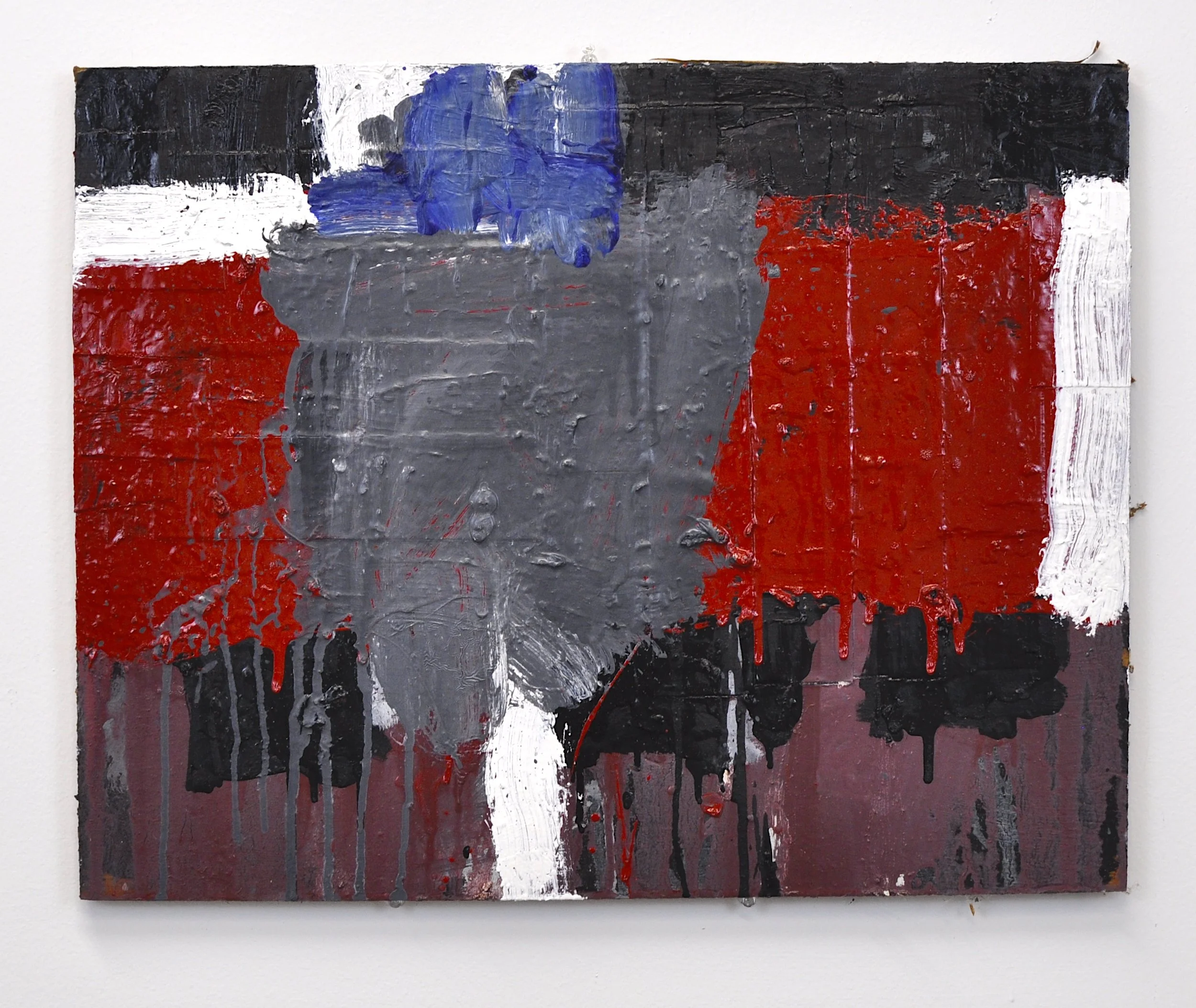 "Untitled Political Painting”, Mixed Media on Three Ply Cardboard, 2025, 16” x 20"