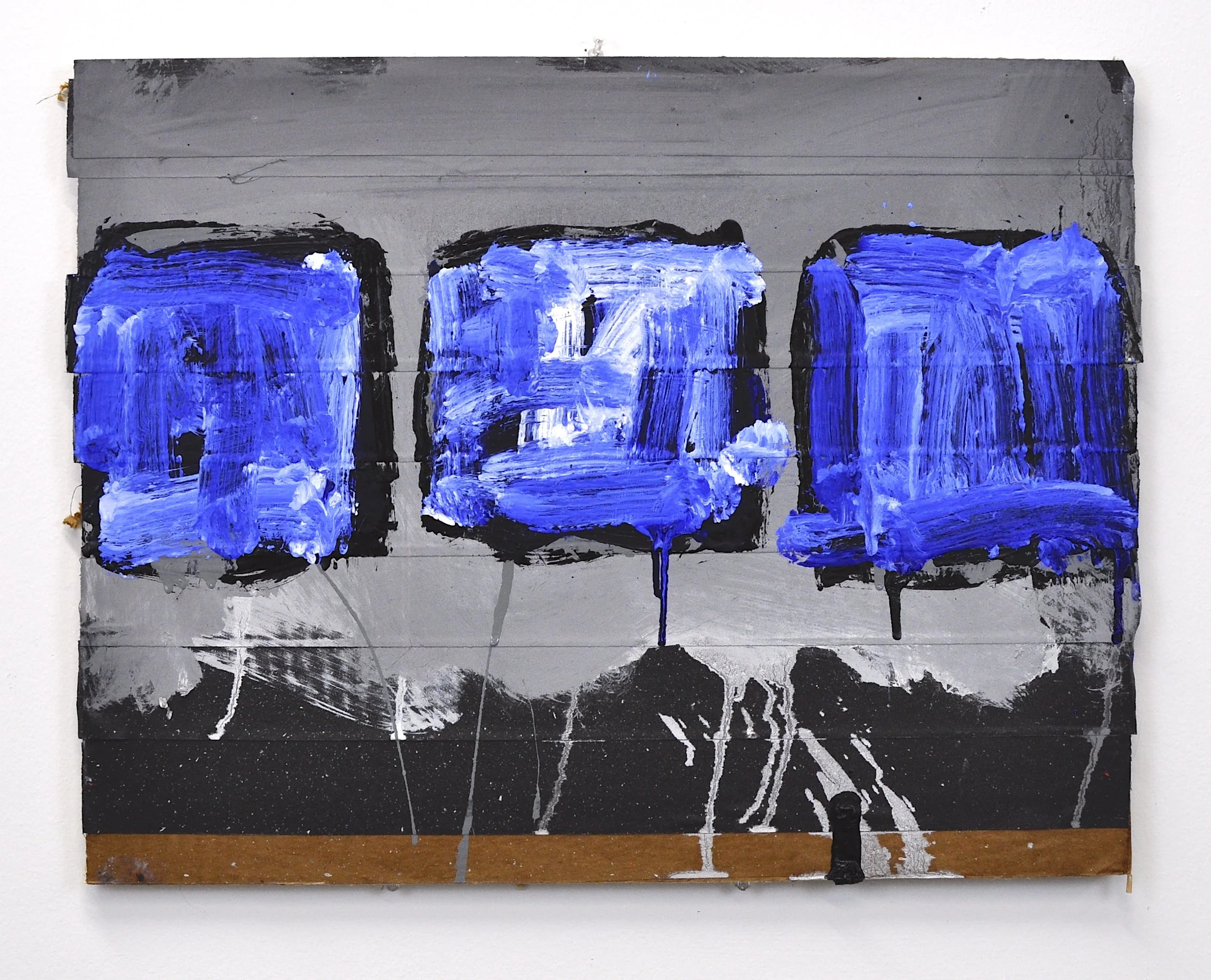 "Untitled Political Painting”, Mixed Media on Three Ply Cardboard, 2025, 16” x 20"