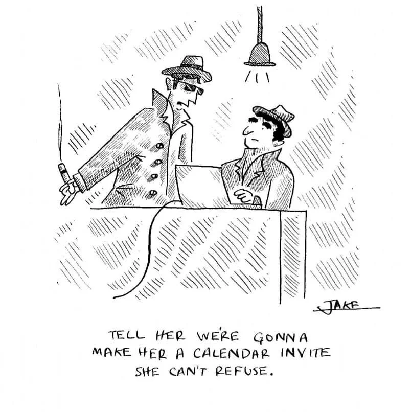 The most New York thing about me is that I had an irrational fear of the mafia as a young child. 
.
.
.
.
.
.
#newyorker #newyork #themob #mafia #mafioso #work #email #calendar #weekend #cartoonist #newyorkercartoons #illustratorsoninstagram #cartoon