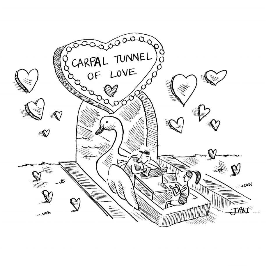 For the romantics and workaholics among us.
.
.
.
.
.
.
#love #carpaltunnel #tunneloflove #work #workaholic #tgif #tgifridays #romantic #theweekend #newyorkercartoonist #rejectedcartoons #cartoon #sketch