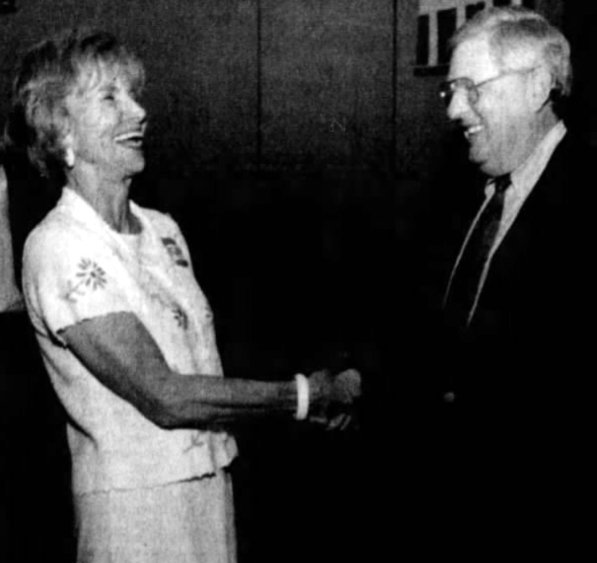 Carole shaking Governor Janklow’s hand