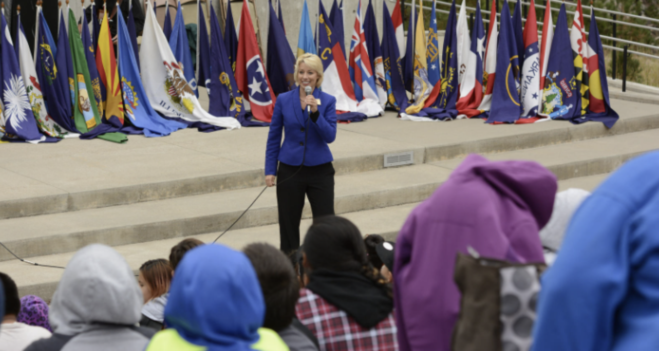  South Dakota Secretary of State, Shantel Krebs, speaking at Mt. Rushmore. 