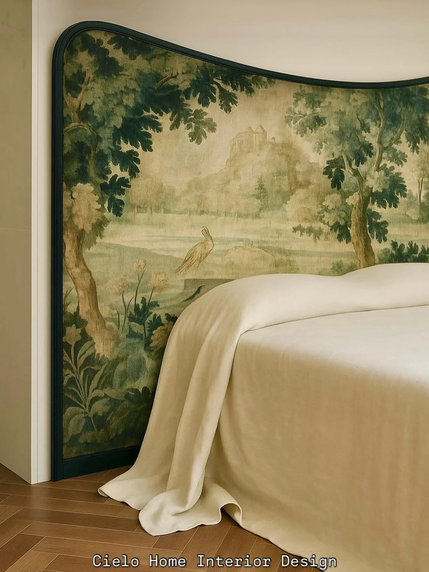 This stopped us in our tracks. . . The sublime beauty of this headboard by @ryansaghian using @lamaisonpierrefrey AU BORD DU LAC wallpaper is pure genius. 

#sublime #headboard #beautiful #toogoodtobetrue #ryansaghian #lamaisonpierrefrey #interiordes