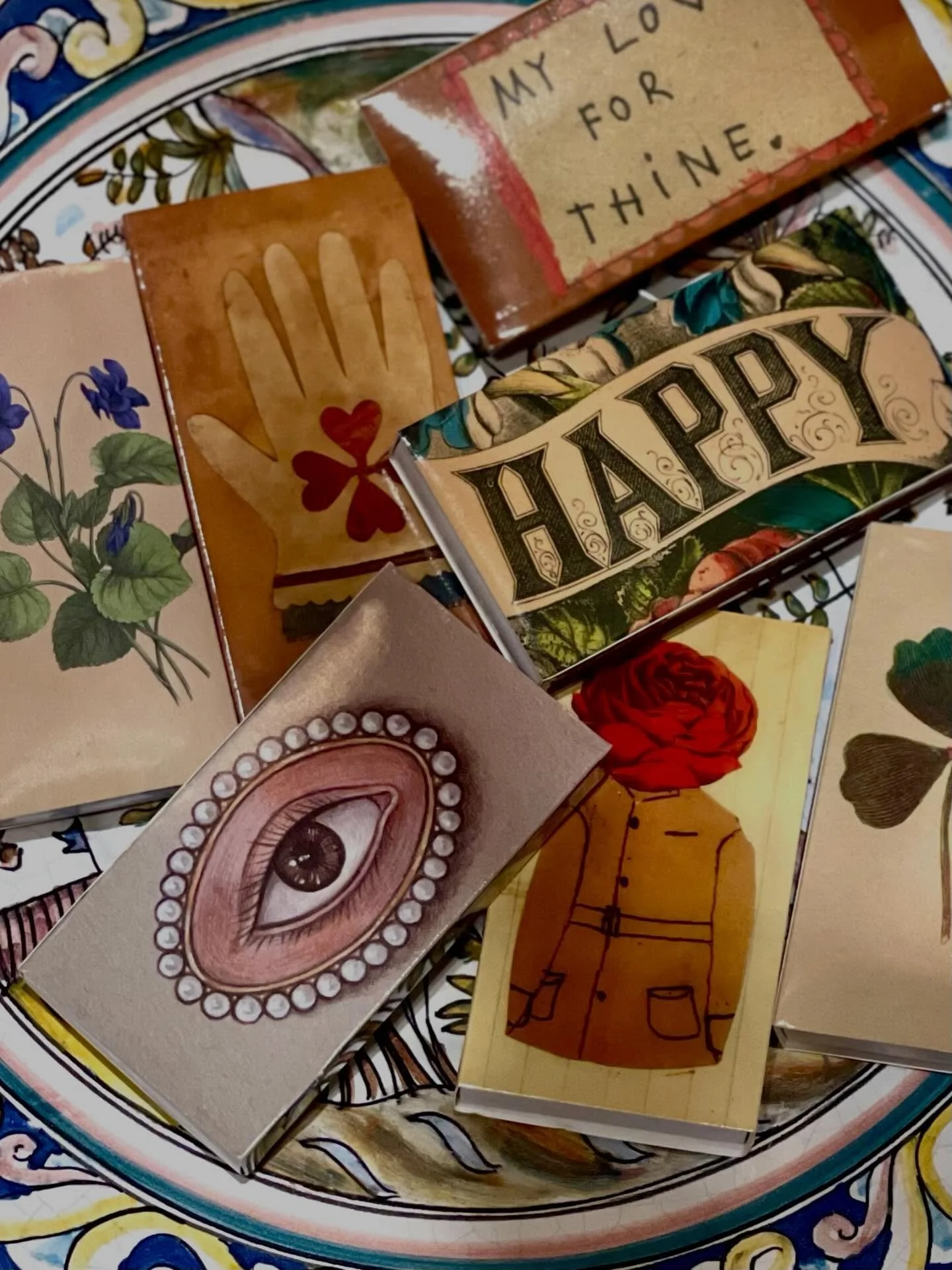 The little things that make a house feel lived in. Artist-designed matchboxes by John Derian and Patch NYC &mdash; a few of Kimberlee&rsquo;s favorites. Now available at Mercato Cielo, inside Cargo Emporium, Portland.