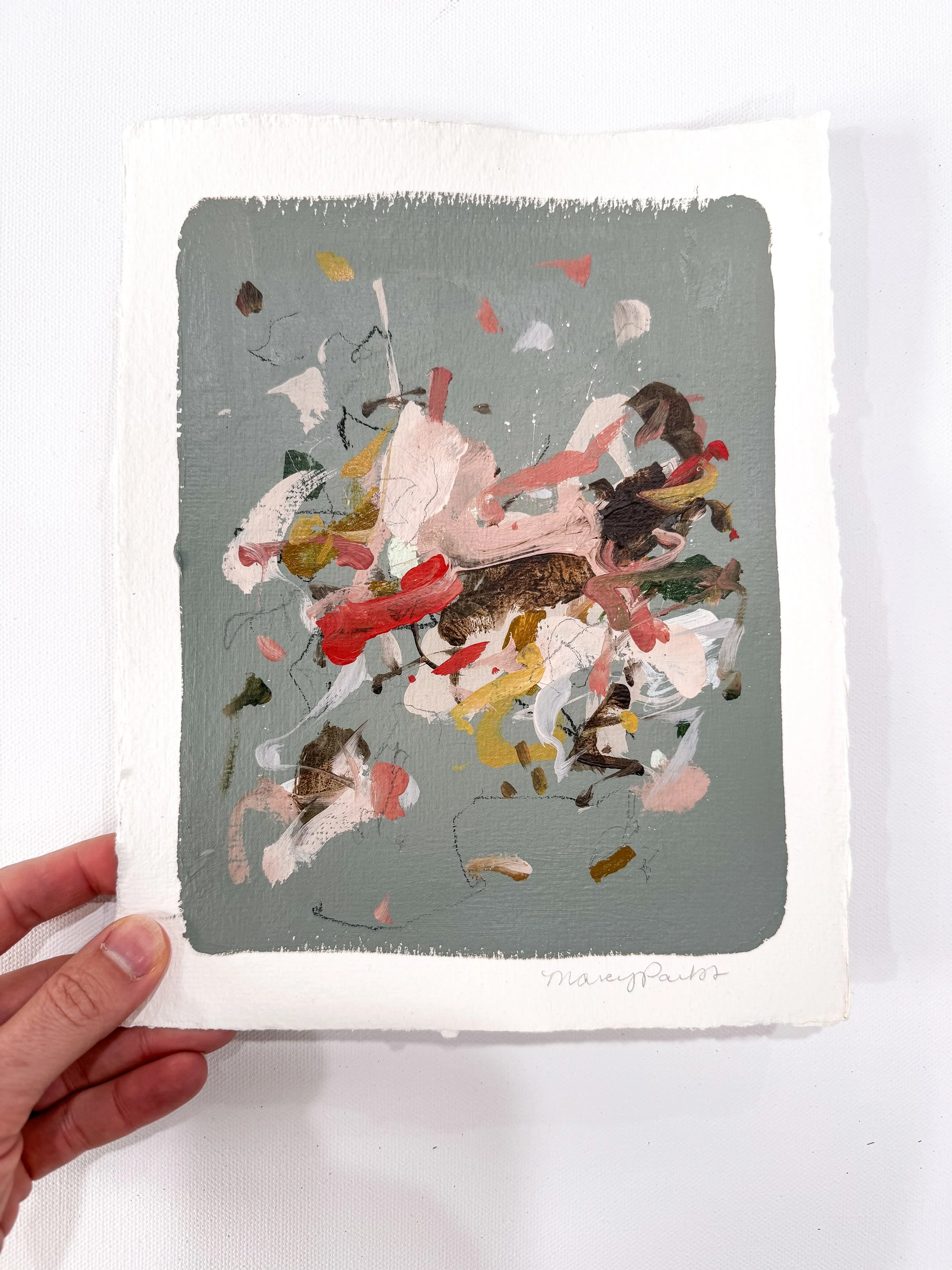 Small Original abstract painting on handmade paper