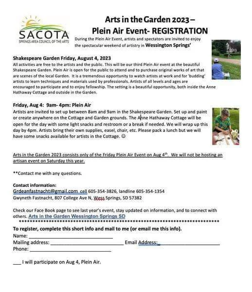 Plein Air CANCELLED!! — Wessington Springs, South Dakota