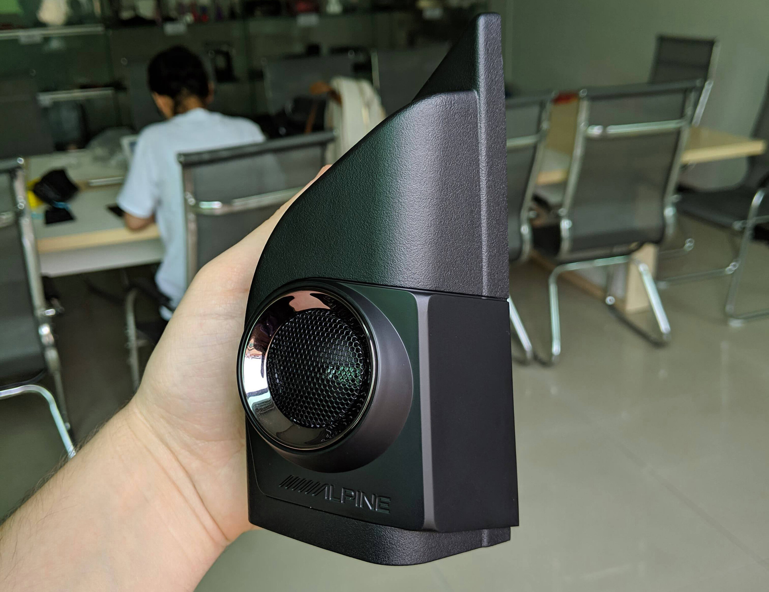 Early T1 Production Sample Testing paint and fitment with the black-chrome trim and S-series tweeter.