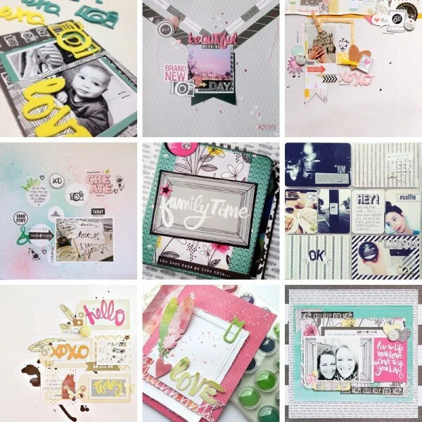 from left to right, top to bottom:1. @ojosdepapel | 2. @janammcc | 3. @geekgalz | 4. @sockergrynet | 5. @scrapsalamanca | 6. cafeetpapier | 7. @eternisehearts | 8. @loraballora | 9. @ameliescrap