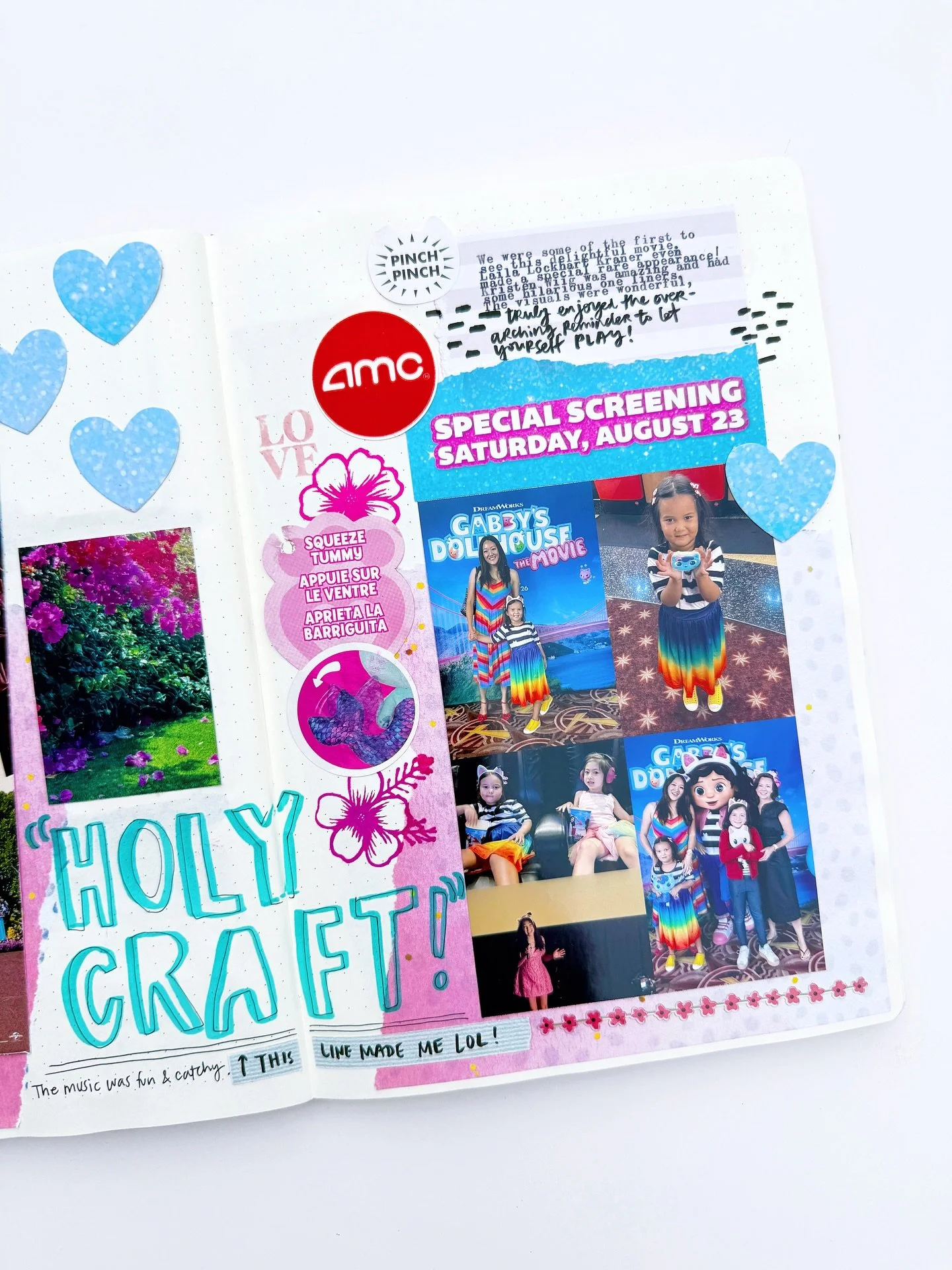 Cute + playful pages from the Gabby&rsquo;s Dollhouse Movie screening 💕

I love taking the simplest little things&mdash;like tickets, tags, or even a popcorn bucket&mdash;and turning them into a creative journal spread. The circle punch was a perfec