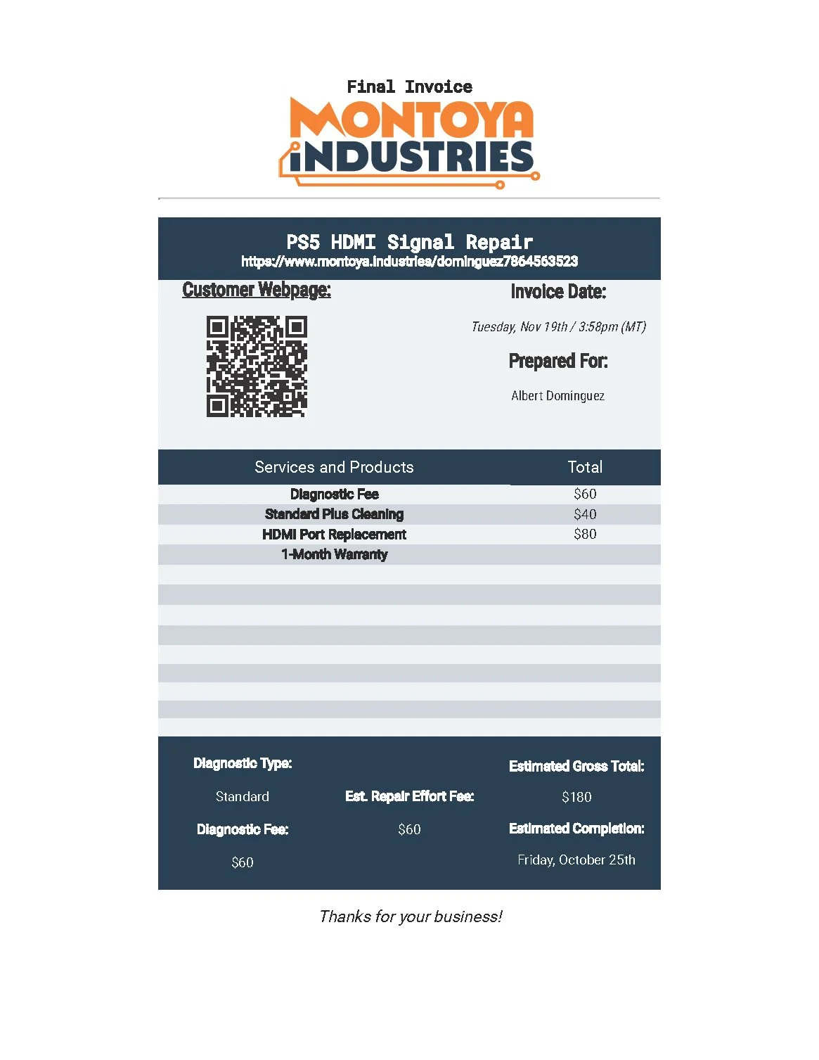 Dominguez - PS5 HDMI Signal Repair
