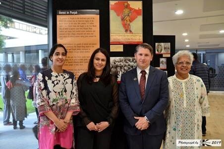 Ganeev Kaur Dhillon (curator from the Partition Museum), Sunita Musa (Ekta NZ Project Leader), Chief Govt Whip Mr. Michael Wood and Mrs. Geetha Grewal (Ekta NZ Volunteer)