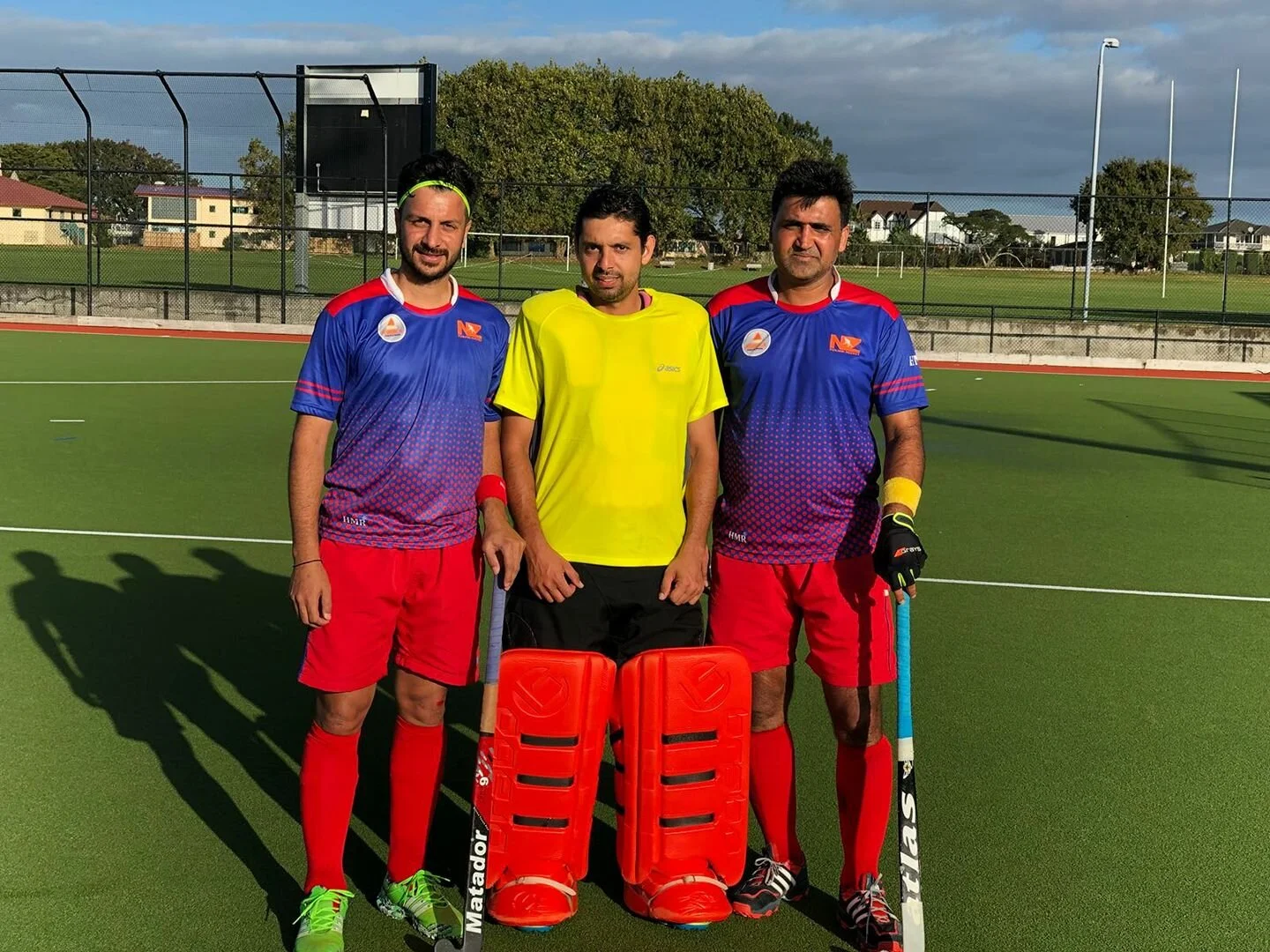Aminder Gill (right) &amp; the team's goalkeeper Jasdeep singh (in middle)