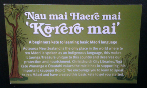 Kete distributed by Christchurch City Libraries during the Maori Language Week