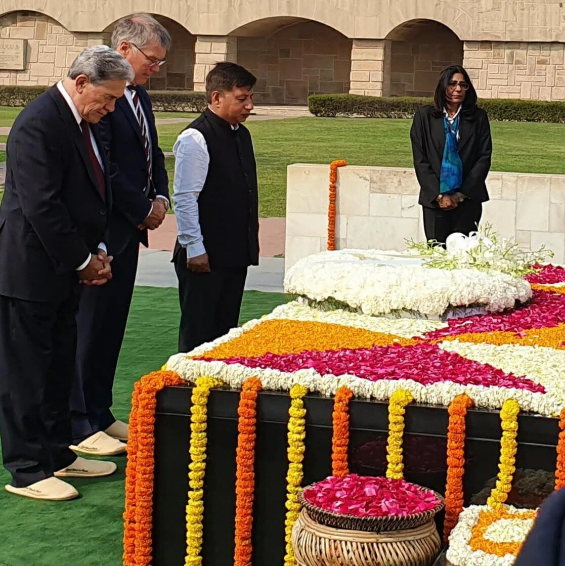 New Zealand ministers at Rajghat, memorial dedicated to Mahatma Gandhi Picture courtesy: Surinder Ogra