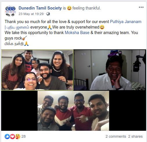 Dunedin Tamil Society and Moksha Base unite for a COVID-19 online musical event, Puthiya Jananam