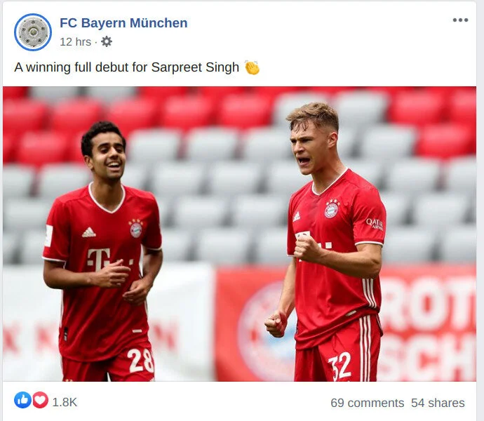 #Breaking: Kiwi-Indian pride, Sarpreet Singh, makes his starting eleven debut for Bayern Munich in Bundesliga