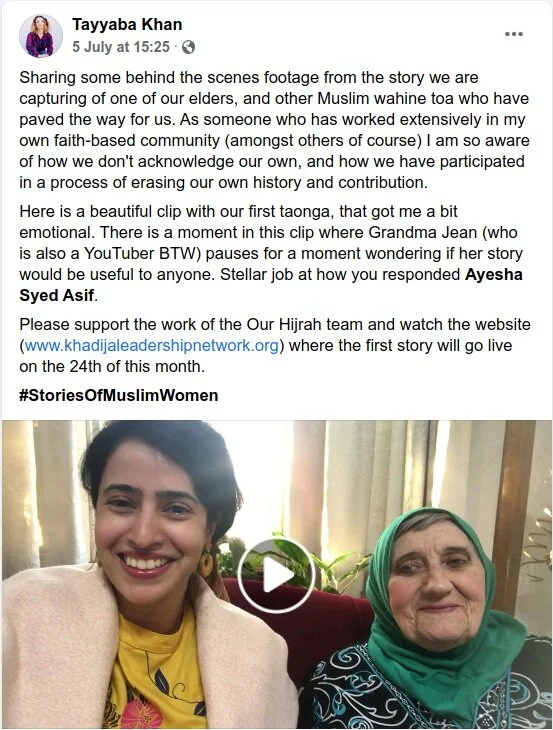 Facebook post by Tayyaba Khan, founder of KLN