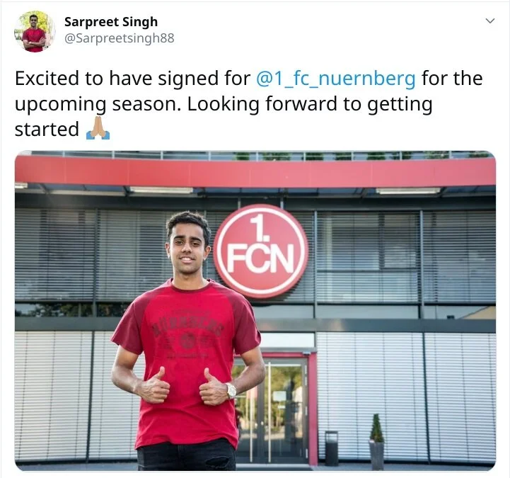 Kiwi-Indian footballer Sarpreet Singh signs FC Nürnberg, on loan from Bayern Munich