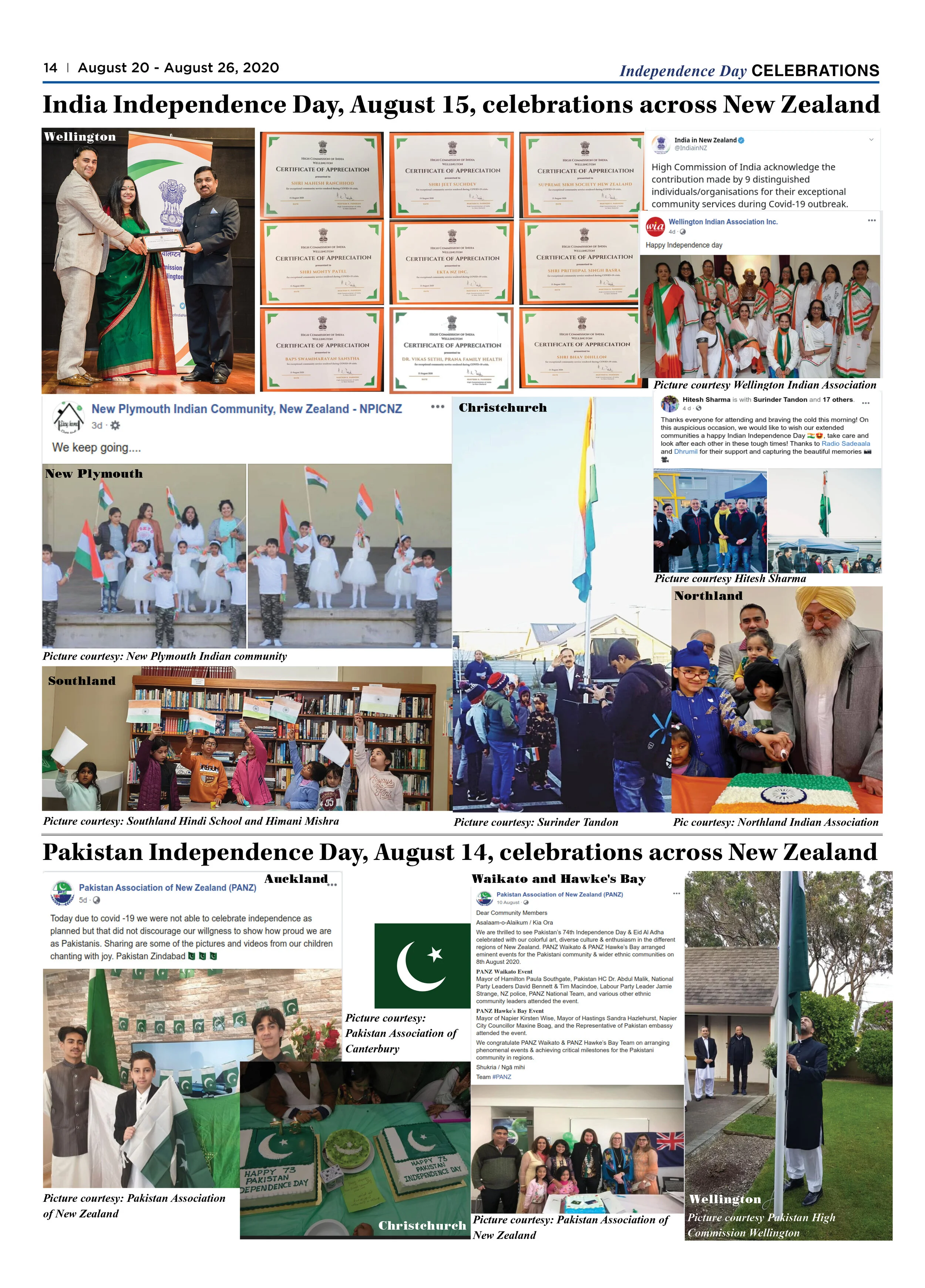 Kiwi-Indians and Kiwi-Pakistanis celebrate their respective Independence Days (August 15, 14) across New Zealand