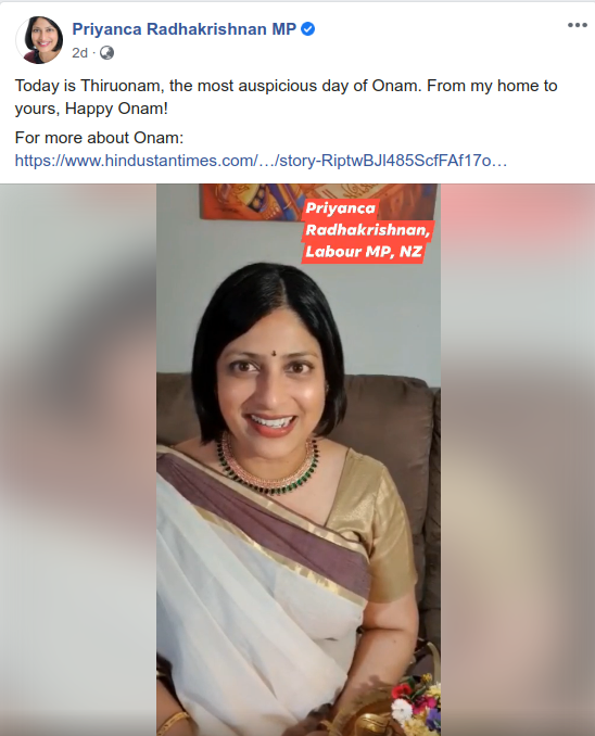 Onam wishes to New Zealand’s Malayalee community from Labour and National