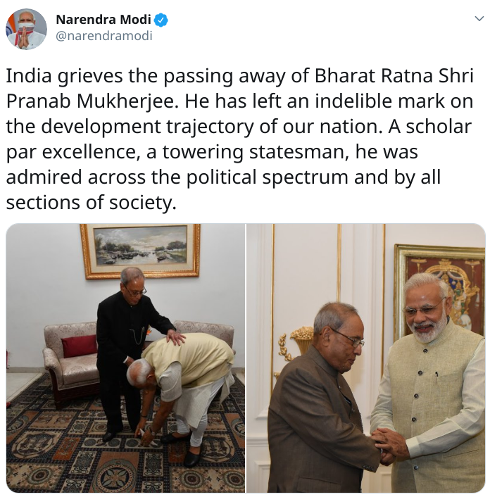 State funeral for former Indian President Pranab Mukherjee (1935 - 2020); PM Modi, Rahul Gandhi pay last respects