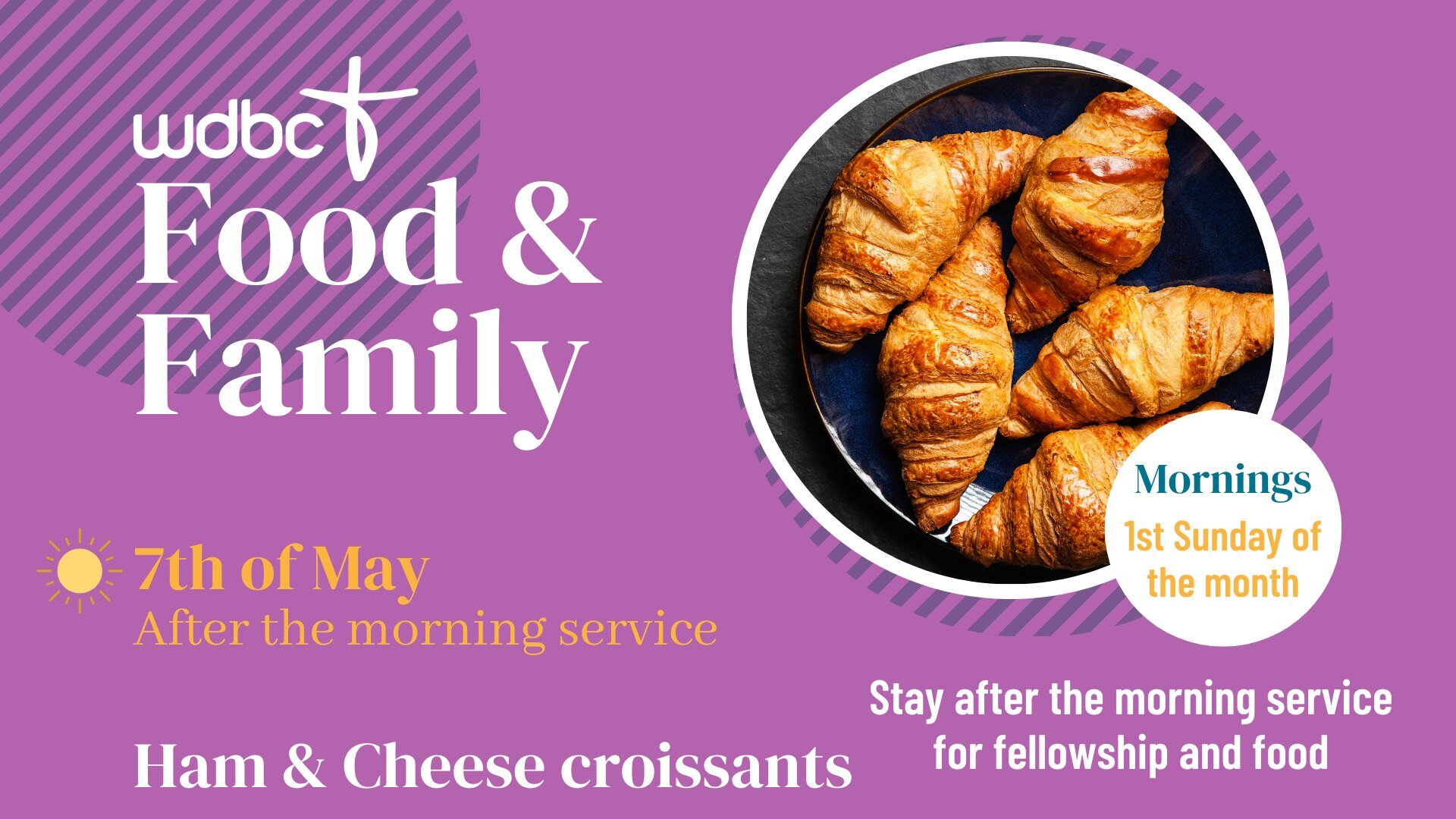 Who doesn't love croissants? 🥐
We welcome you to stay after the morning service for food and fellowship!

&quot;They ate together with glad and sincere hearts.&quot; Acts 2:46
