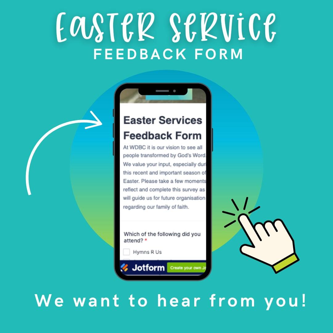 🗣 Attention church family! 

Although the busy Easter season is now behind us, we ask that you please take a moment to reflect and fill out the form. This will guide us for organisation in the future regarding our family of faith.

We value your inp
