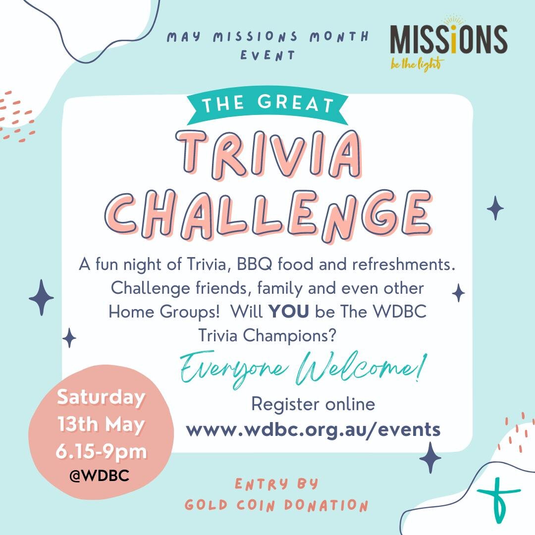 Come and get competitive for our Trivia Night coming up this Saturday the 13th! 🤩
Join us for a fun night of trivia questions, with great BBQ food and great people. 

Don't forget to register by clicking this link:  https://www.wdbc.org.au/events

W