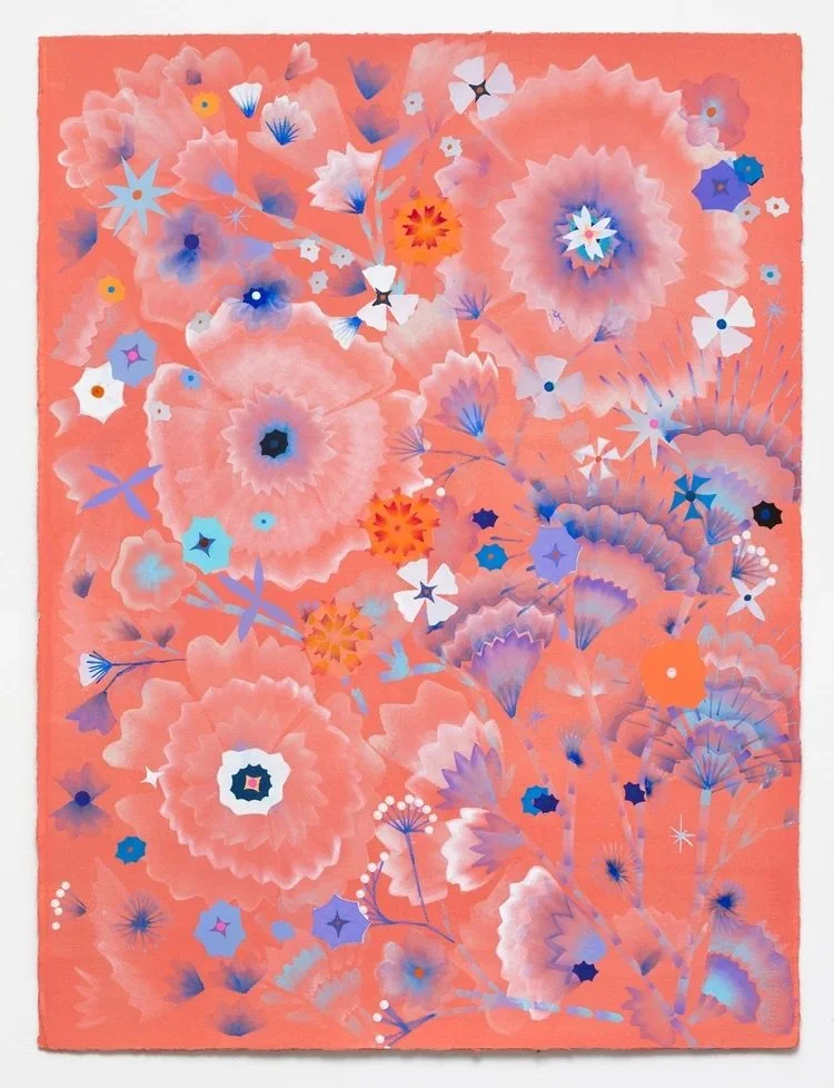 In honor of 🌸🌷spring🌷🌸, four dreamy, blooming flashe, acrylagouache, and acrylic flower paintings by Ruby Palmer @rubypalmerstudio. 

Ruby was born in Boston the same year as me (so young) and now lives and works in the Hudson Valley, NY. 

She h