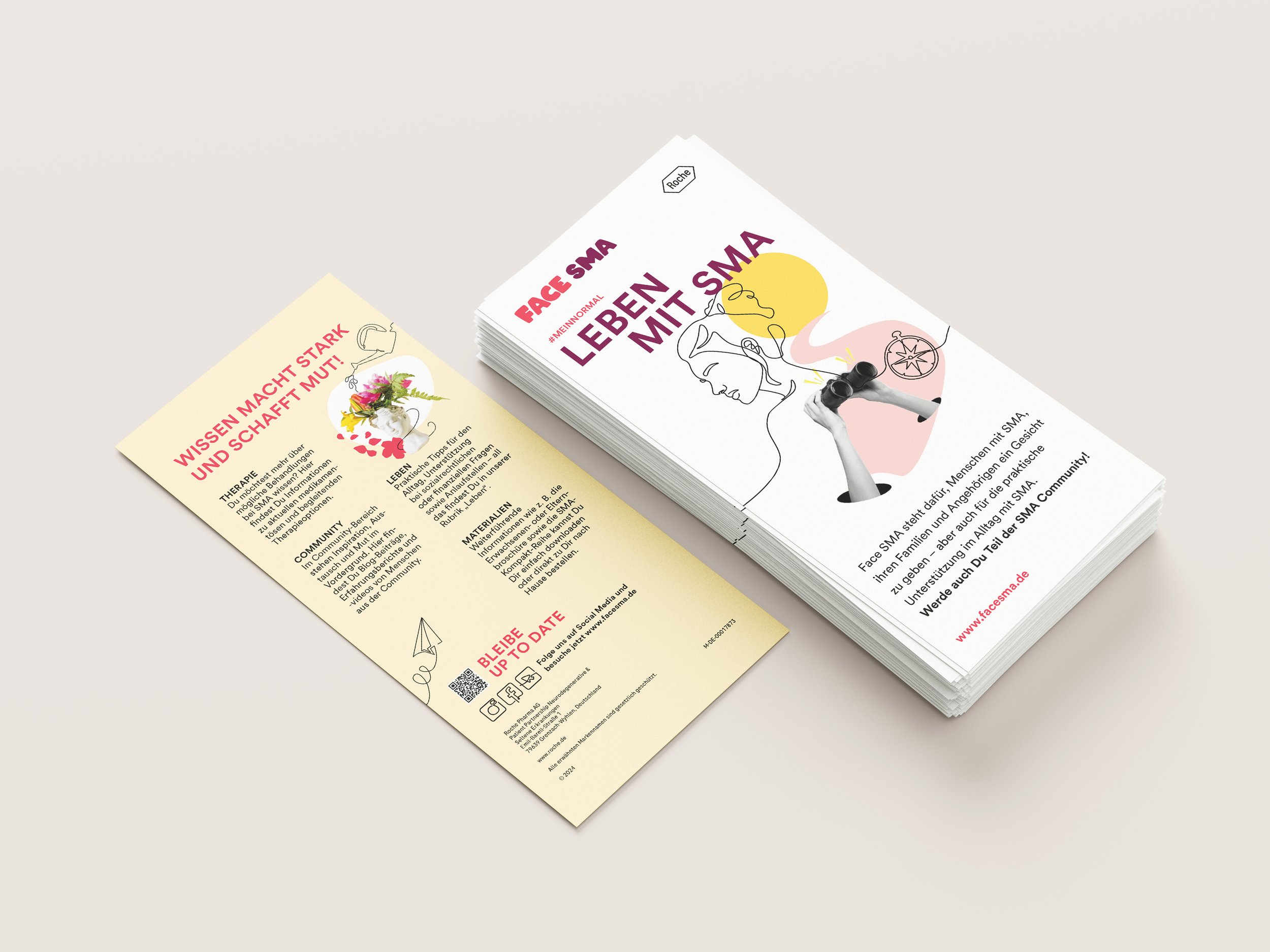 Flyer und Broschüre zum Thema Selbsthilfe für Menschen mit Spinaler Muskelatrophie {SMA) 