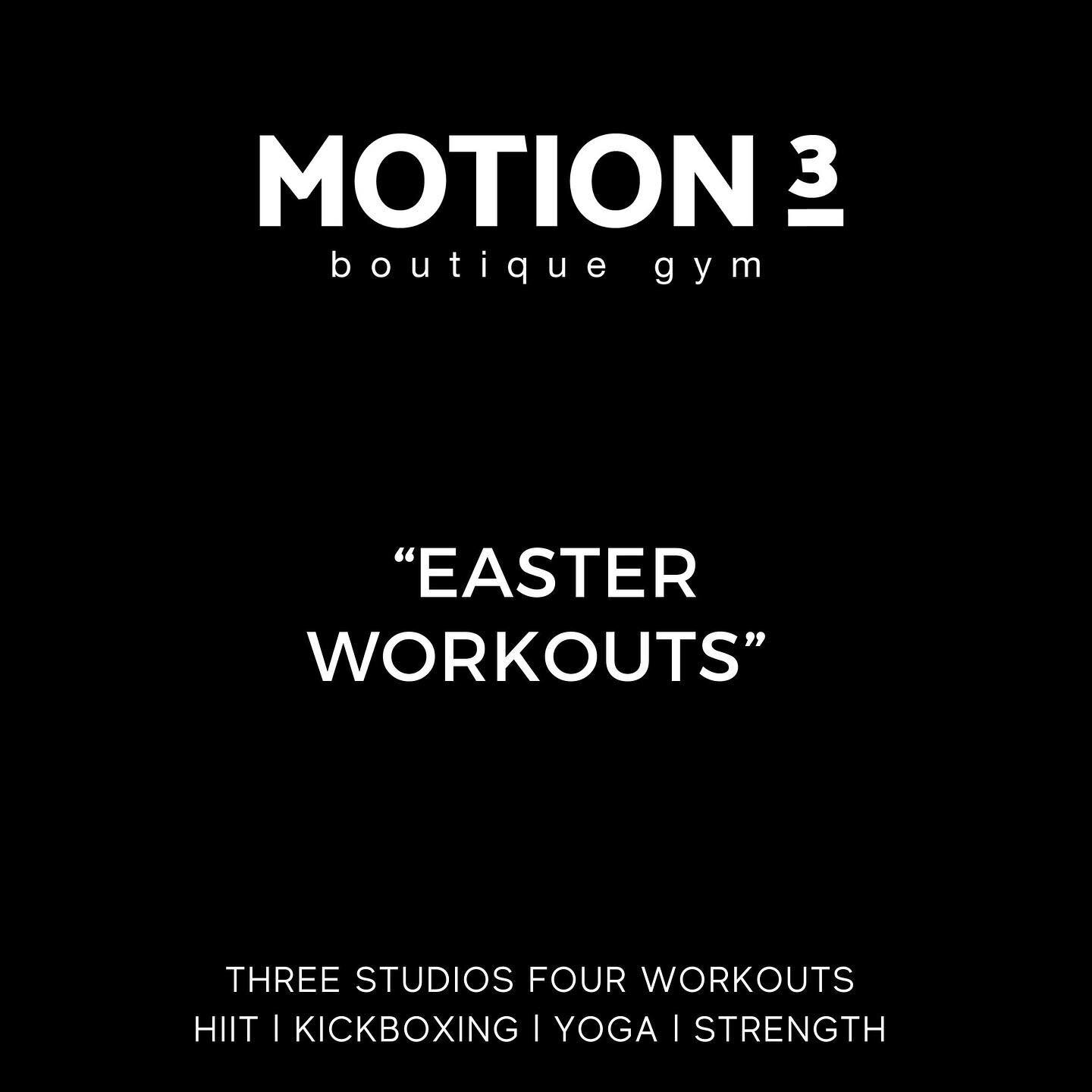 Ook met pasen kun je natuurlijk gewoon trainen! 

Zondag 1e paasdag:
- 09.45 Strength
- 10.45 HIIT Mix

Maandag 2e paasdag:
- 10.00 HIIT Mix
- 10.00 Kickboxing Bags
- 19.30 Yoga (critical alignment)