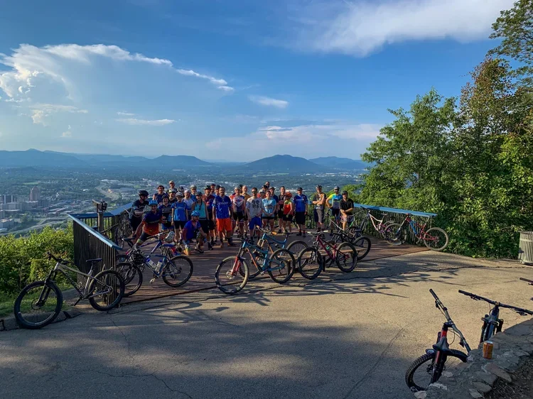 Group mountain bike ride on Mill Mountain.webp
