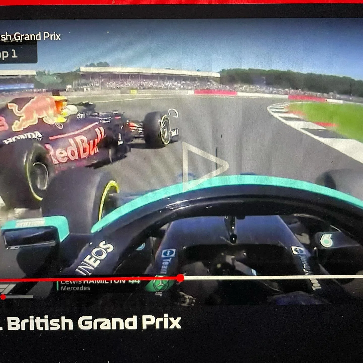 #F1 Direct quote from HAM&rsquo;s radio, &ldquo;I was ahead.&rdquo; Can anyone look at this picture from race video, where HAM&rsquo;s FRONT tire hits VER&rsquo;s REAR tire and agree with that statement with any impartiality? VER is gonna live, but t