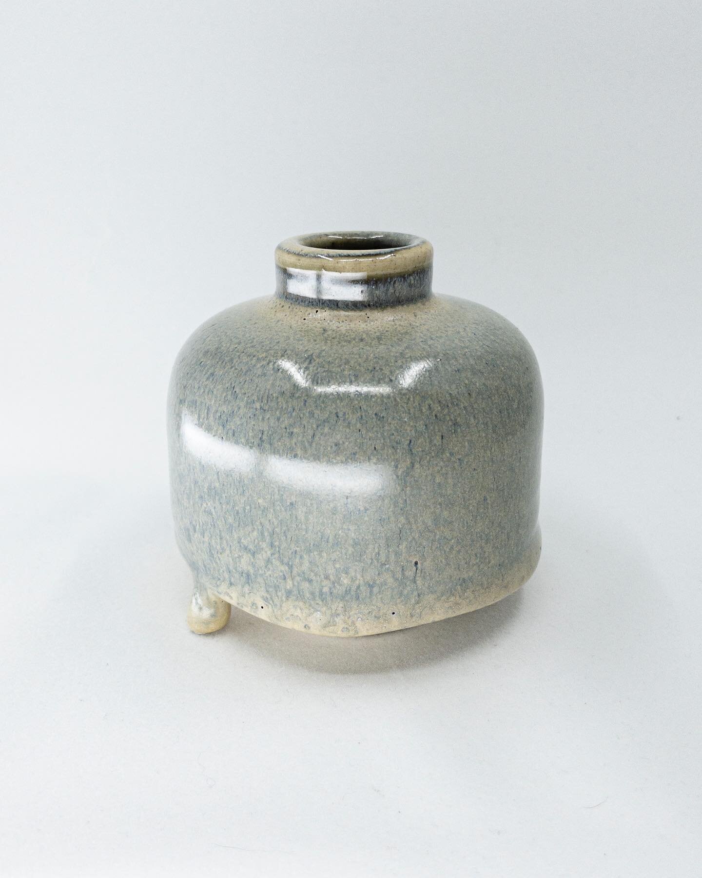 From the archive: The Drip Keg. A small stoneware vase with a combination of midfire glazes. The glaze ran more than I thought it would, but it wound up with this nice texture around the neck and a cool little drippy bit. I used it as a holder for my