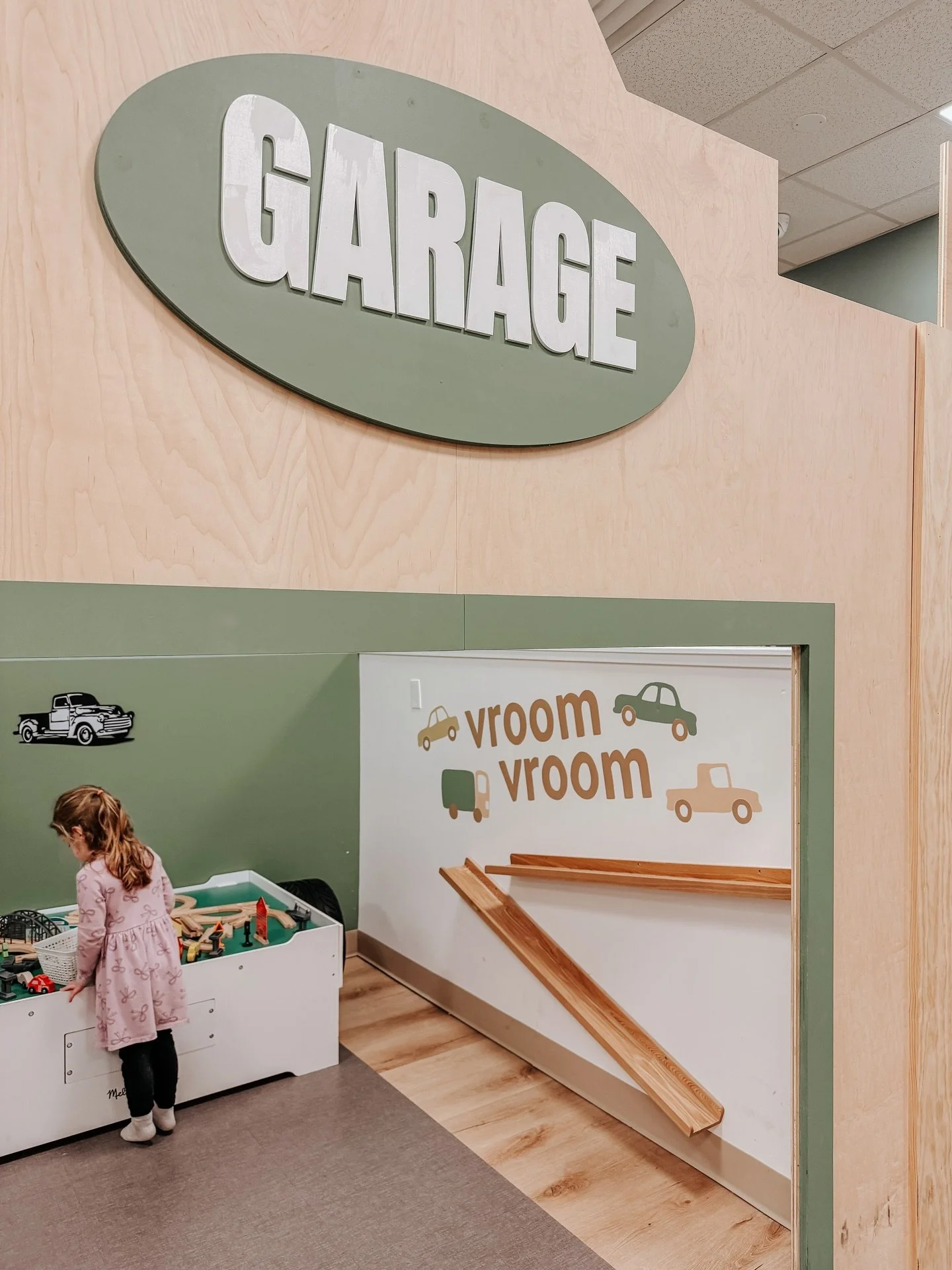 what you don&rsquo;t see &mdash;
a mama working alongside her *very* patient almost 4-year-old who keeps bumping + moving toy cars around her feet while she quickly paints to get a mini mural up because she&rsquo;s a week behind on all projects after