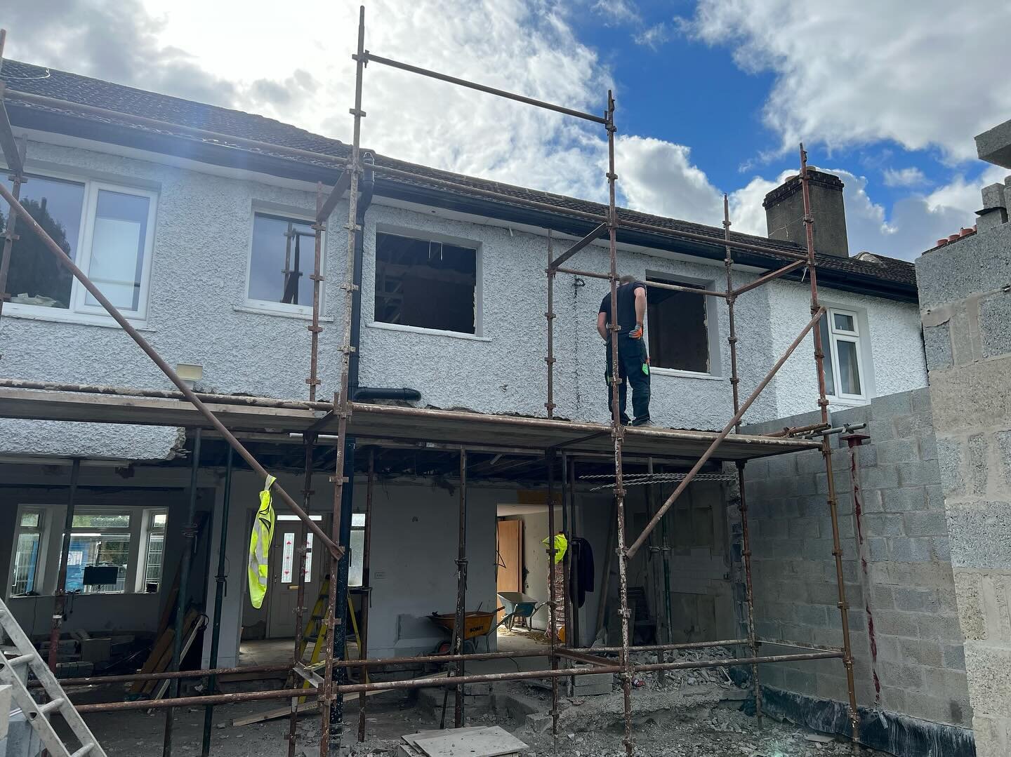 Progress photos of our project in Blackrock 🏠

- Removal of back wall to allow for steel frame construction of extension. Steel was used as it is quick to erect, highly durable, flexible and sustainable
- Steel is then fitted and tied in with the ex