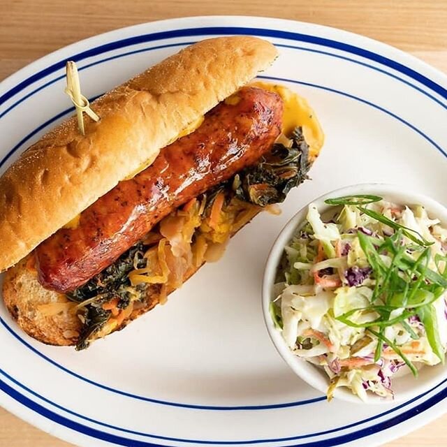 #MeuwlysOnTheMenu at @meat_yeg - 
The Andouille Dog with Kale Kraut and Mustard

#yegfood #EatLocal