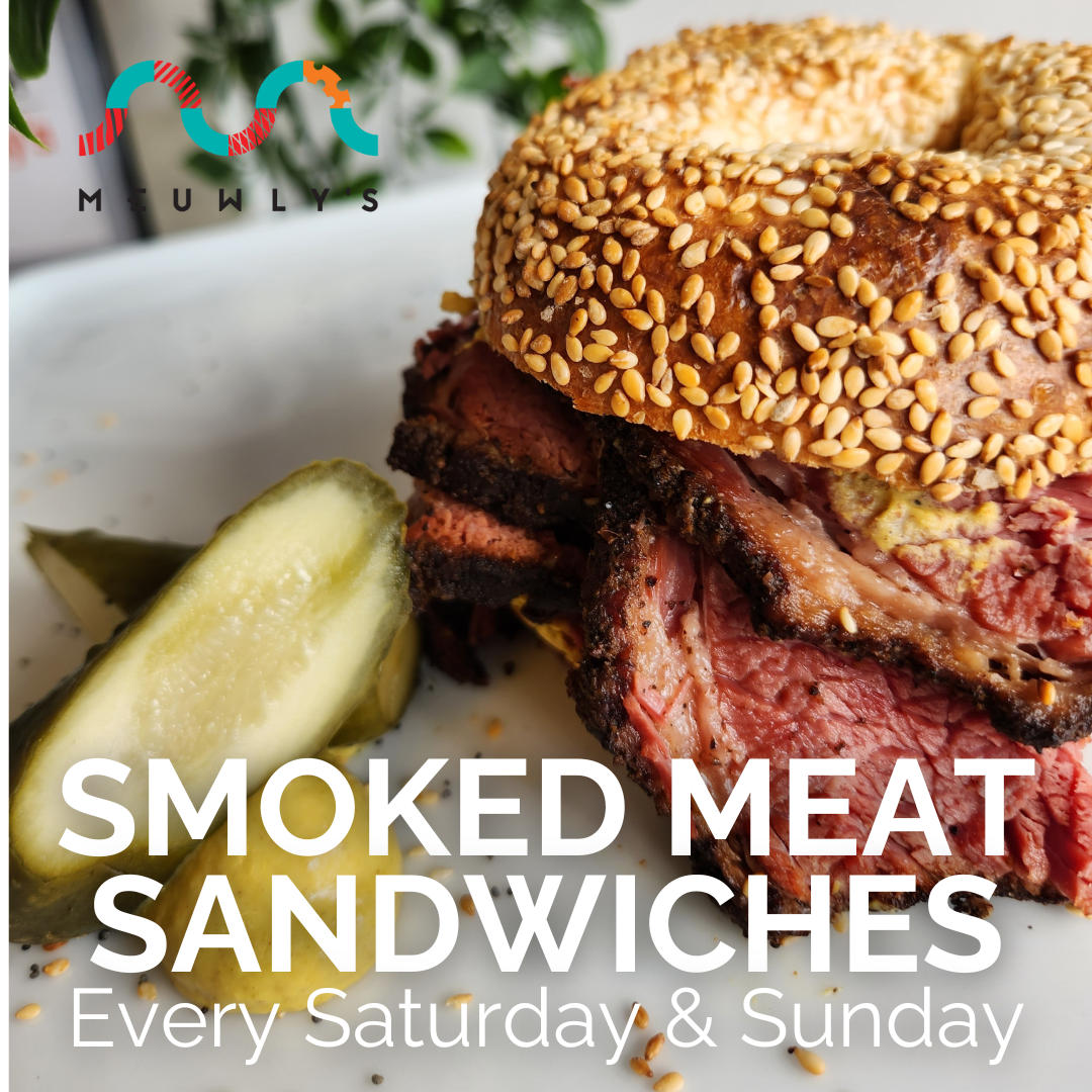 Meuwly's smoked AAA Alberta Beef Brisket on a freshly-baked Beb's Bagel, available each weekend at 10706 124th street