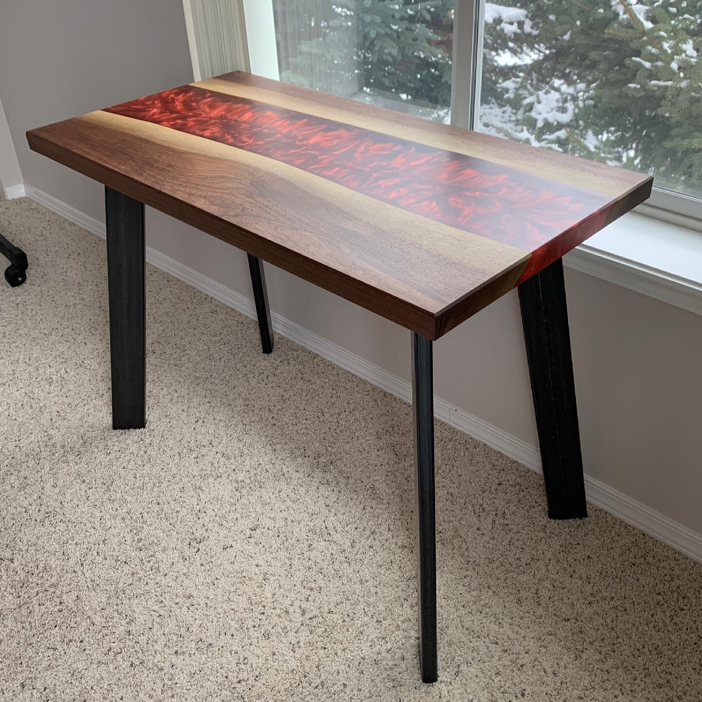 Done &amp; delivered! The Hot Lava River Desk is in it&rsquo;s new home.
&bull;
Thank you to all our partners on this one:
@jeffmacksupply
@ecopoxy 
@rubiomonocoatusa 
@symmetryhardware 
&bull;
#lovethat #customdesk #spokaneinteriordesign #interiorde