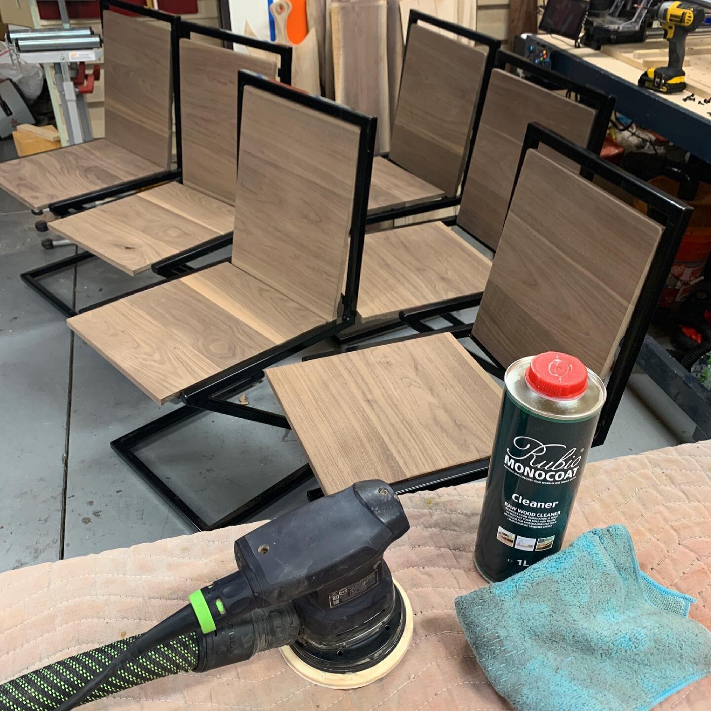 Sanded, branded, cleaned and ready for some Rubio. It&rsquo;s getting exciting!
&bull;

#walnutfurniture #metalandwoodfurniture #spokanecustomfurniture #artisanwoodworking #metalandwood #spokanewoodworker #rubiomonocoatusa #modernfarmhouse #customfur