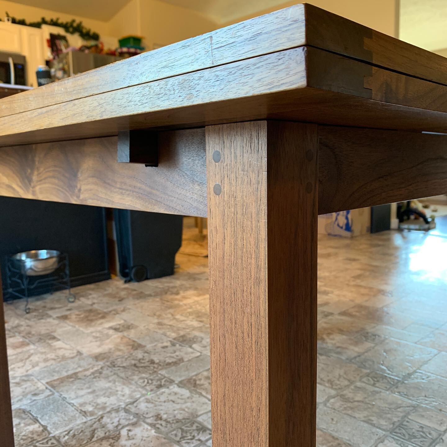 Throwback to the walnut table we built a couple years ago that the chairs we&rsquo;re finishing now will be going with. It really would be much more functional with some nice chairs!
&bull;
#tbt #throwbackthursday #walnutfurniture #mortiseandtenon #e